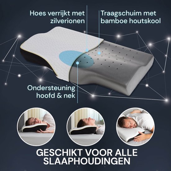 Vitapur Hoofdkussen - Anti Snurk - Hoofdkussen Nekklachten - Anti-Snurk Kussen - Nekpijn - Snurken - Hoofdkussen 40x60 cm