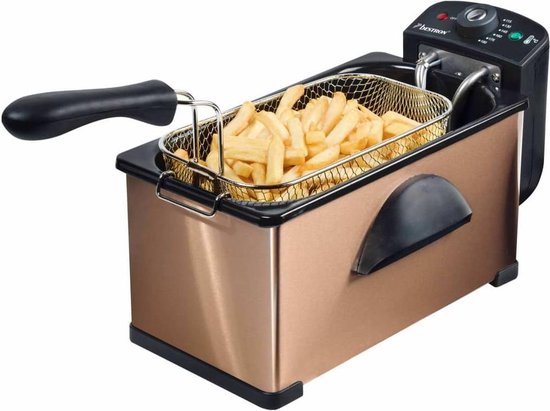Bestron Frituurpan 3.5 liter - AF370CO - Friteuse 2000W - Kijkvenster - Koper