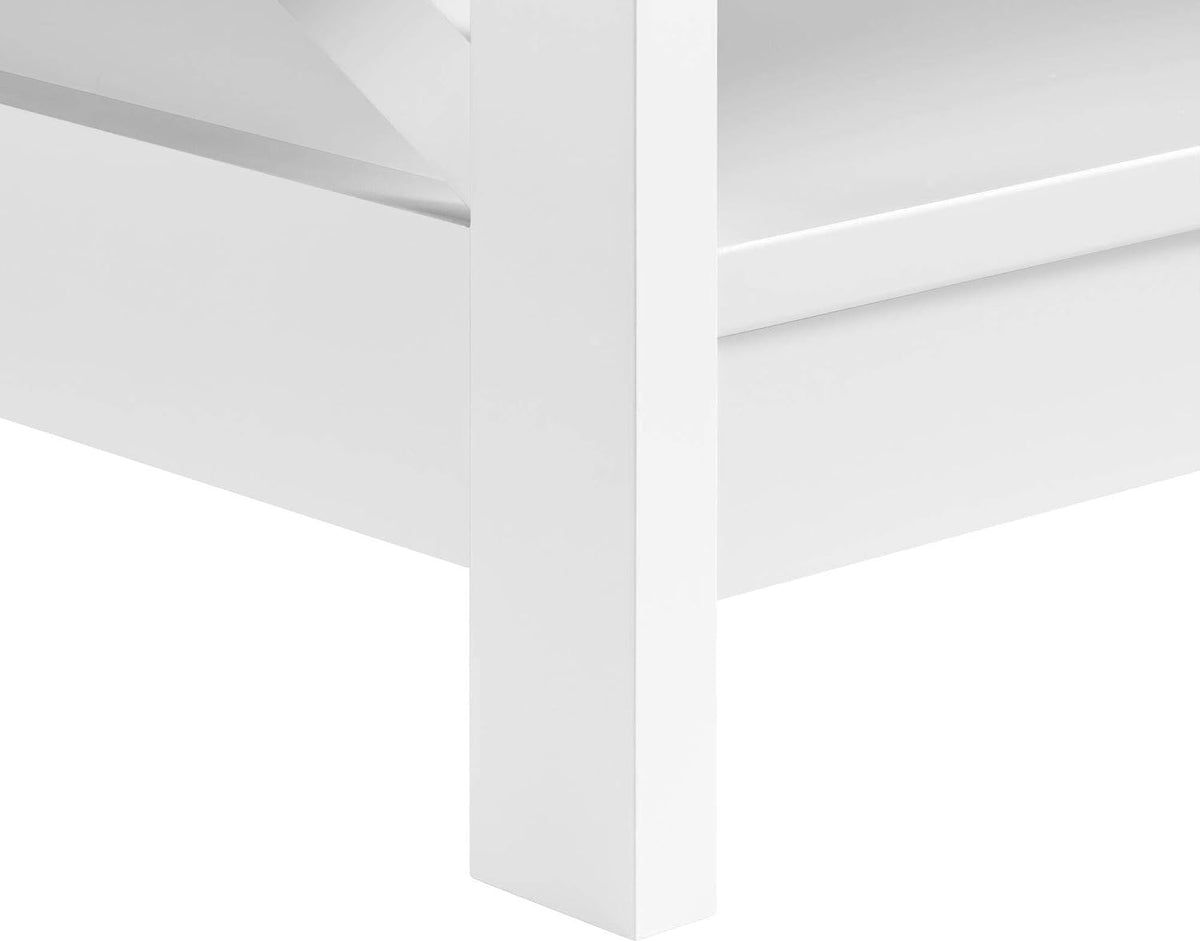 Salontafel met 2 Legplanken en X-Vormig Frame 100 × 50 × 45 cm Wit