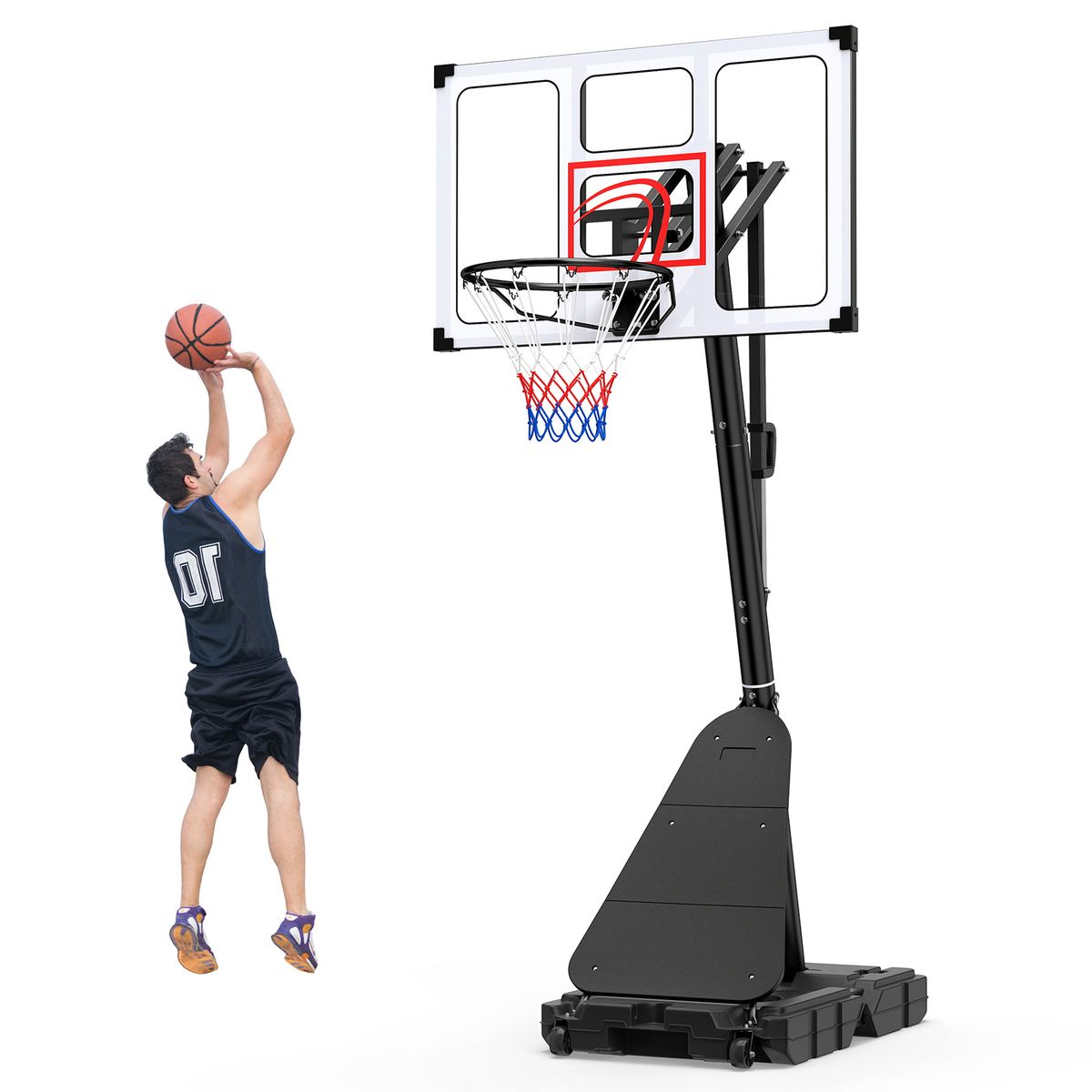 Coast Basketbalstandaard met wielen - verstelbaar in hoogte - geschikt voor kinderen en volwassenen - zwart