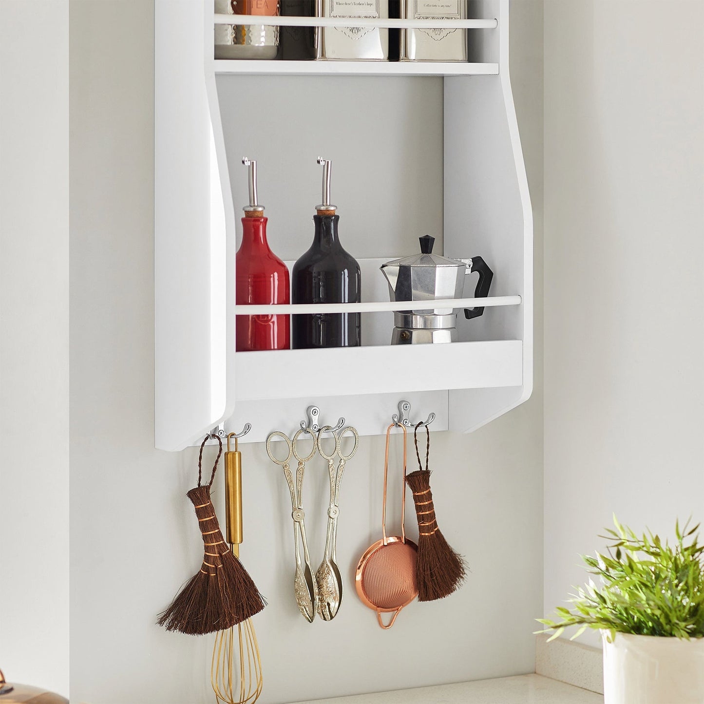 SoBuy Keuken Wandkast - Wit - 38 x 17 x 75 cm