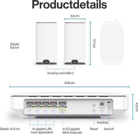 Linksys Velop Micro Mesh 6 - Router - WiFi 6 - Dual-band - Mesh WiFi - 3000 Mbps - 3-pack - Wit