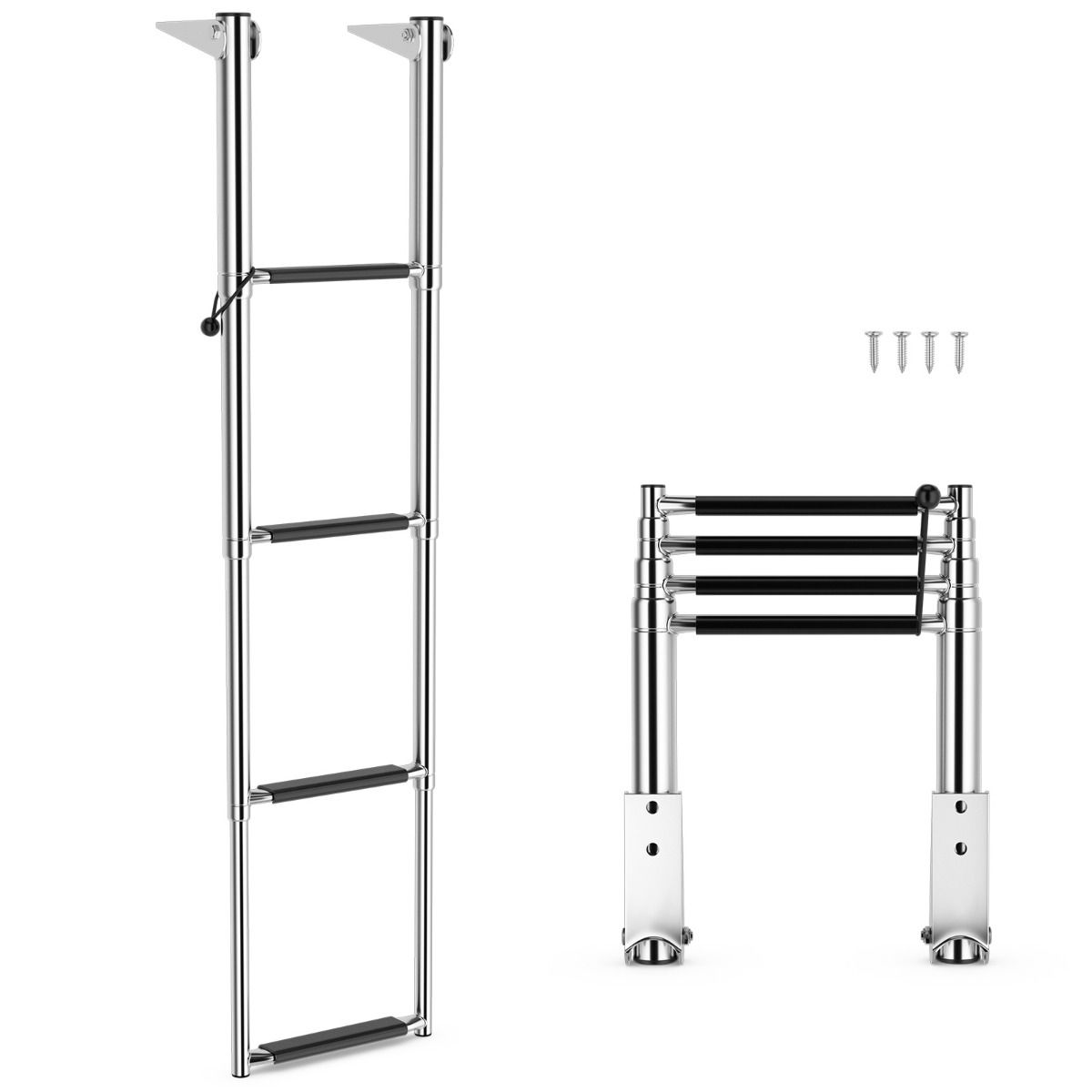 Coast Telescopische Bootladder 4-Traps - Antislip - RVS - 227kg Capaciteit - Zilverkleurig