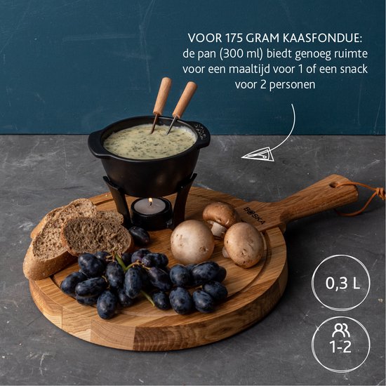 Boska Fondueset Party Mini - Fonduepan - Voor kaasfondue & saus - Zwart - 300 ml