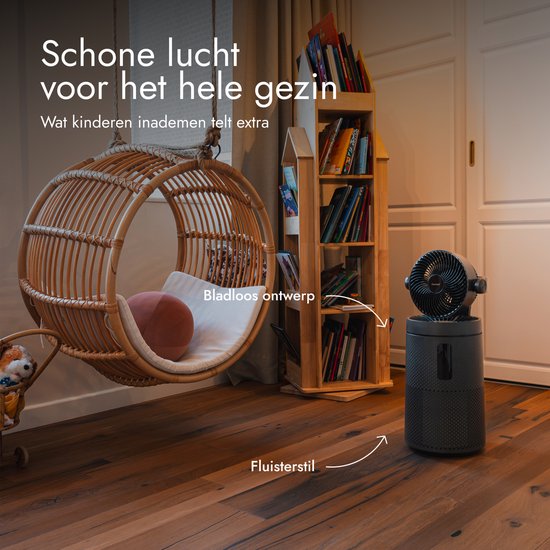 Bloomfold Ventilator en Luchtreiniger Cyclone – H13 HEPA & UVC-licht – 400 m³/h CADR – Air Purifier - Medische Filtratieklasse tegen Pollen & Fijnstof