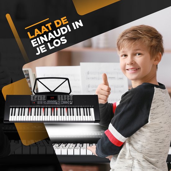 Finesse Keyboard Piano - Verlichting - Statief & Accessoires - 61 Toetsen - Digitale Piano - Elektrische Piano - Kind