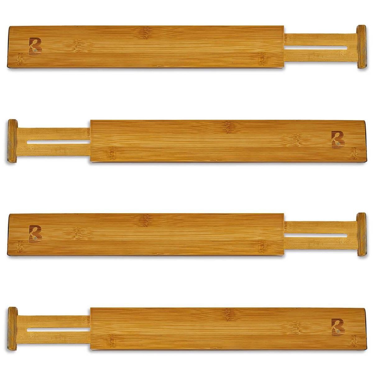 KitchenBrothers Ladeverdeler - Lade Organizer - Uitschuifbaar - Verstelbaar - 4 Stuks - Bamboe