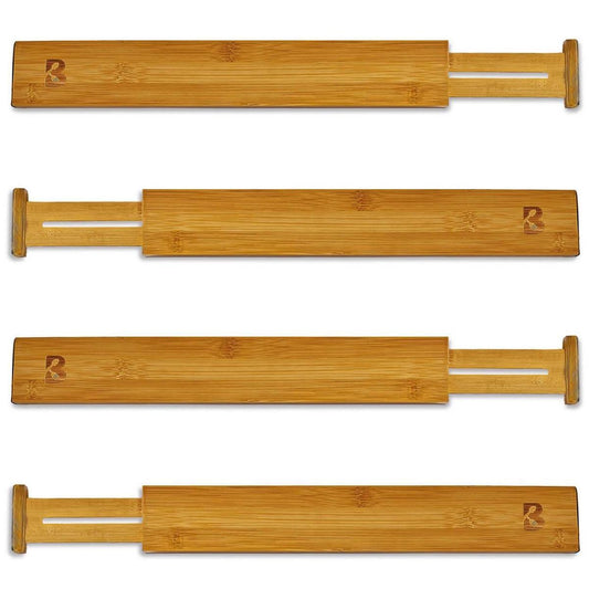KitchenBrothers Ladeverdeler - Lade Organizer - Uitschuifbaar - Verstelbaar - 4 Stuks - Bamboe