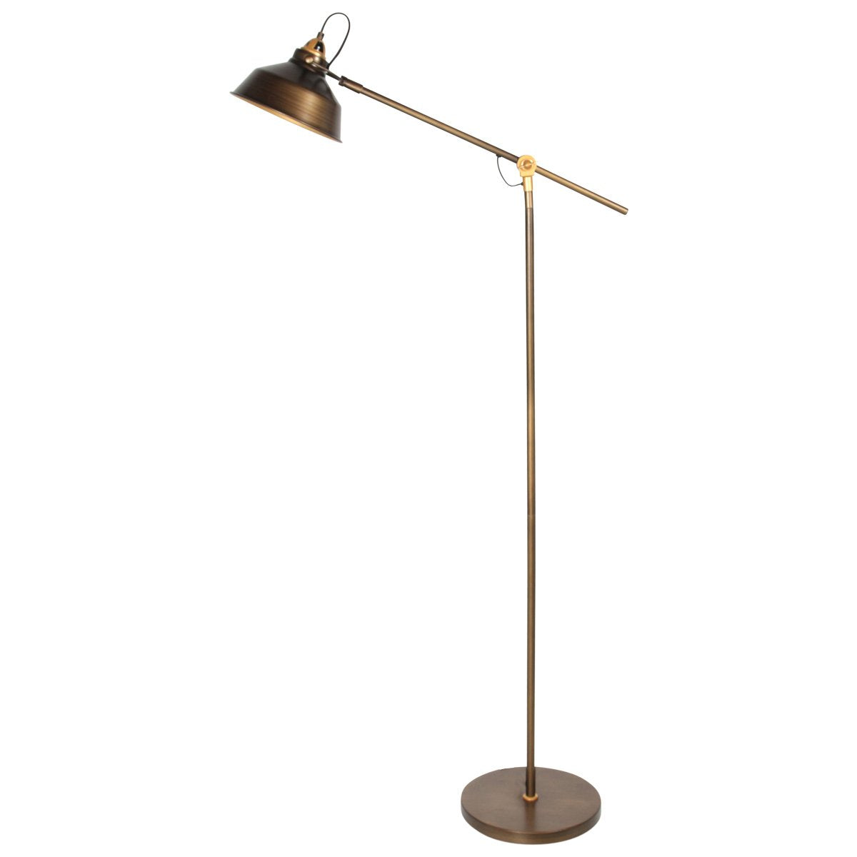 Bronzen vloerlamp Nove 1322BR met goudkleurige details E27 - Draaibaar en kantelbaar - Industrieel design - Mexlite - 190 cm snoer