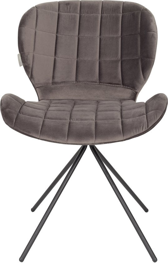 Zuiver OMG Velvet Eetkamerstoelen Grijs - Set van 2