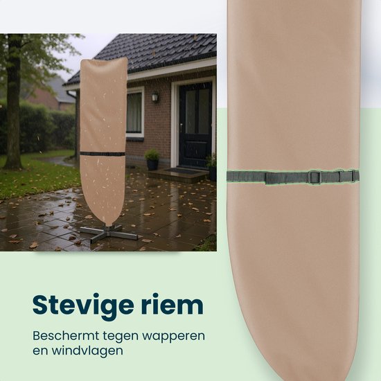 Parasolhoes voor Zweefparasol & Staande Parasol - Tot 400cm - Beschermhoes Waterdicht - Oxford 420D - Incl. Montagehulp - Bruin Taupe