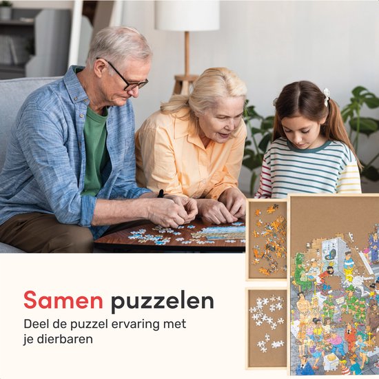 Diydash - Puzzelbord & Puzzeltafel - 1000 Stukjes - 83 x 64 cm - Met 4 Sorteerlades & Opbergsysteem - Puzzelplank - Hout - Bruin