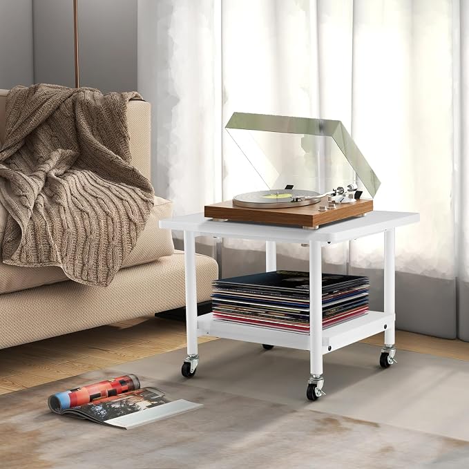 Coast Printertafel met 2 Niveaus en Wielen – 49 x 40 x 38 cm – Wit