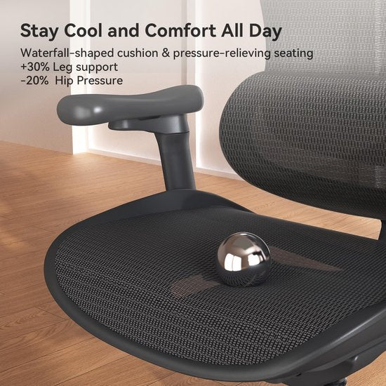 SIHOO Doro C300 Ergonomische Bureaustoel - 3D Armleuningen - Zelfaanpassende Lendensteun - Slim Gewichtsmechanisme - Mesh Rugleuning - 3 Kantelstanden - TUV/SGS Gecertificeerd - Tot 150kg - 70x69x128cm——Zwart