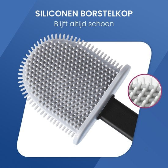 Roegaarden WC Borstel met Houder – Toiletborstel – Siliconen – Vrijstaand En Hangend – Zwart