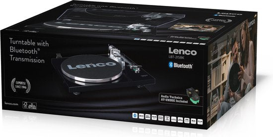 Lenco Platenspeler met Bluetooth - Metalen draaiplateau toonarm en contragewicht - Lenco Expertise lijn - LBT-215BK - Piano Black