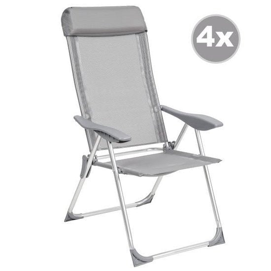 tectake® - Kampeerstoelen - Campingstoel -Tuinstoel - Opklapbaar - set van 4 - grijs - 402181