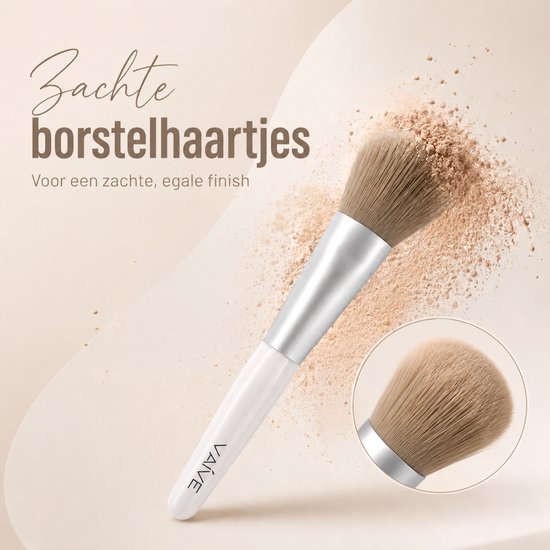 Vaive Make Up Borstels Set 9-Delig - Vegan Kwasten - Foundation, Oogschaduw, Blush, Kabuki & Bronzer Kwast - met Etui - Wit