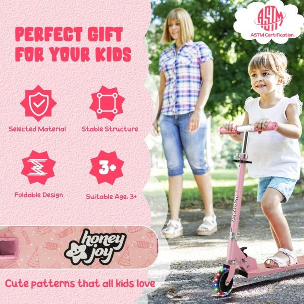 Coast Kinderstep - Twee Wiel Kick Scooter met Knipperende Wielen - Verstelbaar Stuur & Achterrem - Staan & Rijden - Roze