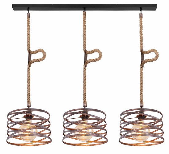 Globo - hanglamp - Marco - zwart - metaal - grote eettafellamp - E27 - 15641-3H
