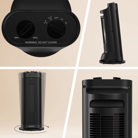 Auronic Ventilatorkachel Pro - Keramische Kachel - 2000W Heater - Zwart