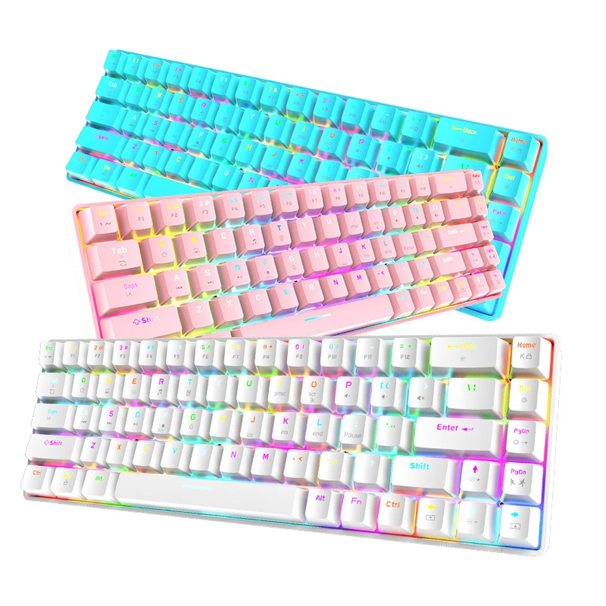 ZIYOU LANG T8 RGB Mechanisch 68Keys gaming toetsenbord - Windows/Mac game toetsenbord - Blue Switch - Mechanical Keyboard - Pink