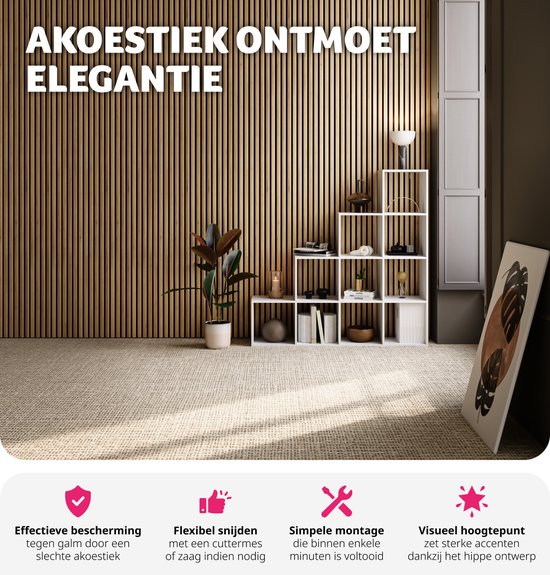 tectake® - Set van 2 akoestische panelen Sonic Wall - licht eiken - Geluidsabsorberend paneel - Geluidsdemping - div kleuren - afm. per paneel (LxBxH): ca. 120x60x2,1cm