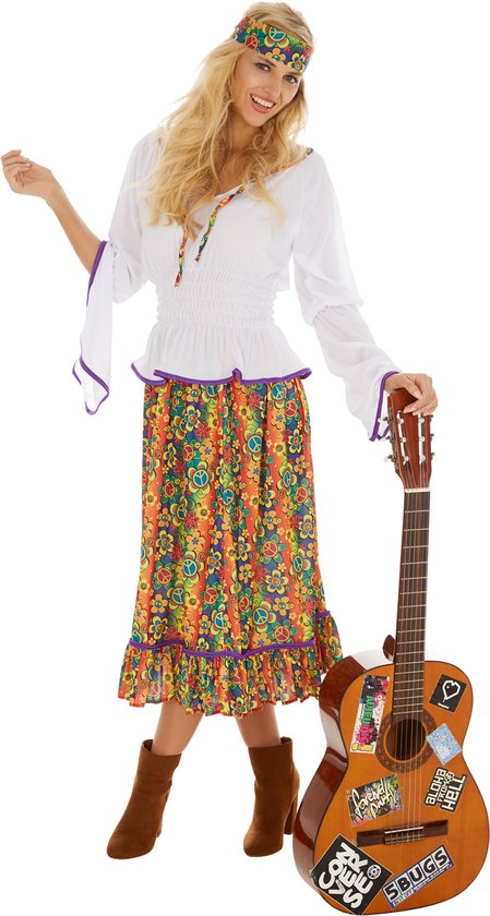 Dressforfun Vrouwenkostuum Love & Peace XXL - verkleedkleding kostuum halloween verkleden feestkleding carnavalskleding carnaval feestkledij partykleding - 300941