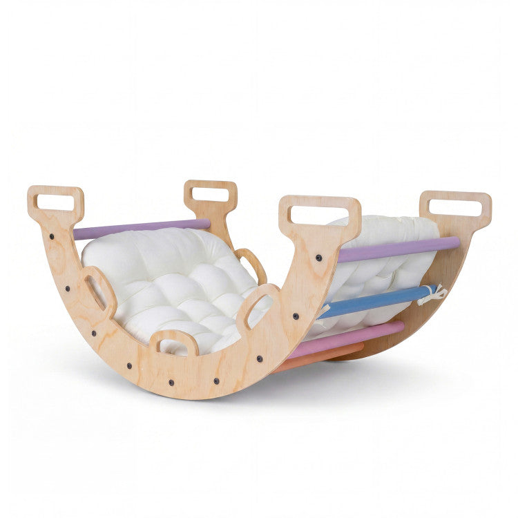Coast Montessori Klimboog 3-in-1 - Schommel, Klimboog & Kruiptunnel - 81 x 48 x 38 cm - Naturel/Multicolor