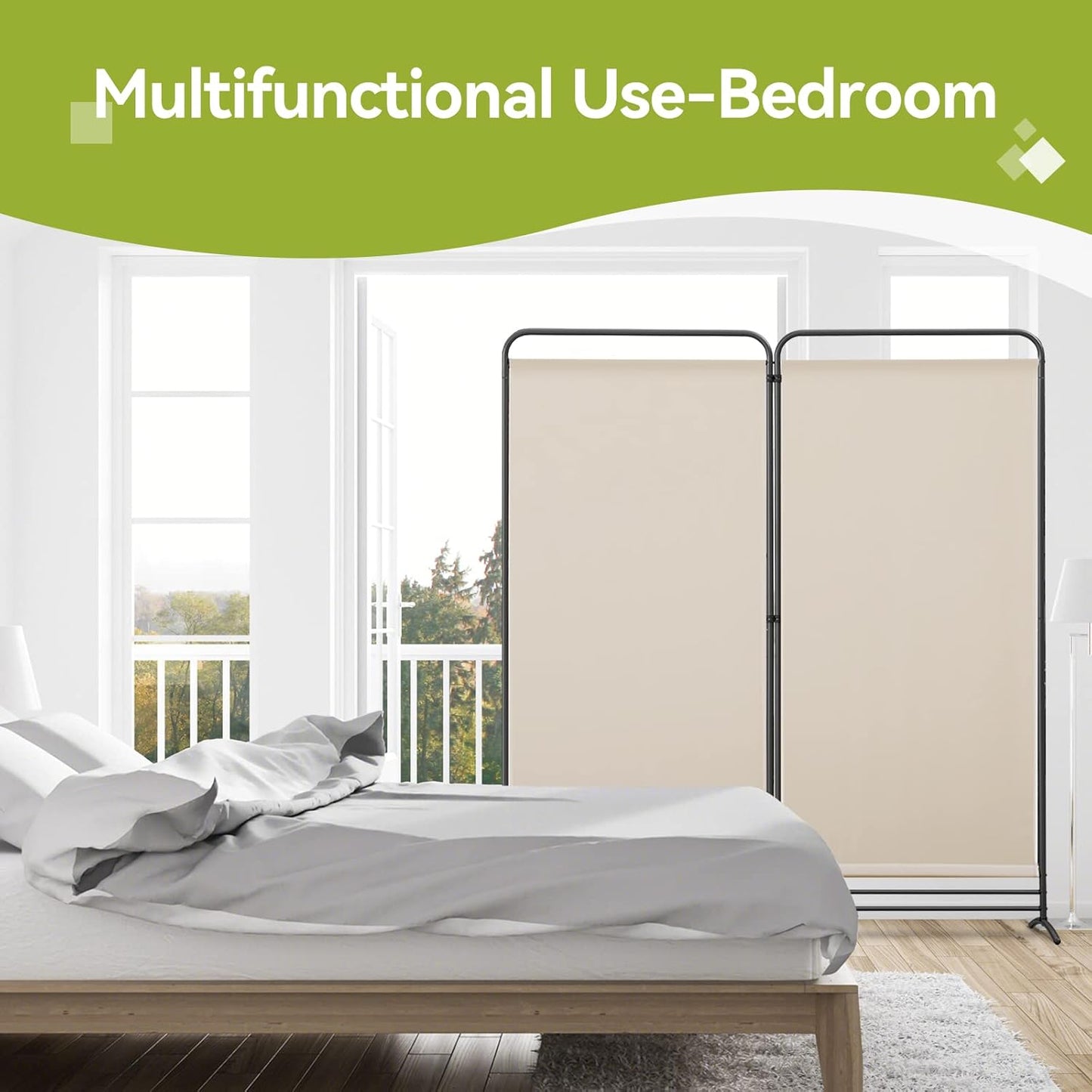 Angel Living Kamerscherm 2 Panelen - 162 x 180 cm - Beige