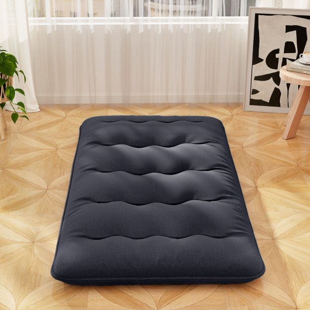 Coast Draagbare Futon Matras 200x90x10 cm – Zwart – Opvouwbaar met Wasbare Hoes en Draagtas