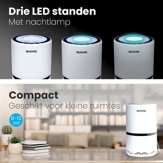Auronic Luchtreiniger - Air Purifier met HEPA Filter - Verwijdert 99,97% - 25W - 3 Standen - Wit