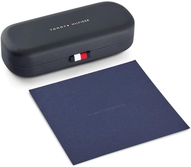 Tommy Hilfiger TH1556/S Rechthoekige Zonnebril - Blauw/Rood/Wit Montuur - Blauwe UV400 Polycarbonaat Lenzen
