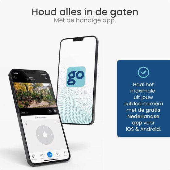 Gologi outdoor camera - Buiten camera met nachtzicht - Beveiligingscamera - IP camera - Security camera - 4x Digitale zoom - 3MP - Met wifi en app