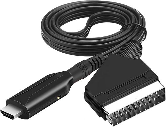 SCART naar HDMI Adapter - 1080p/720p alles-in-één Scart naar HDMI audio-videoadapter - Wordt geleverd met HDMI-kabel, Scart-ingangskabel en HDMI-uitgangspoort - Werkt met HDTV's, settopboxen, VHS-systemen, Xbox, PS3, Sky, DVD en Blu-ray