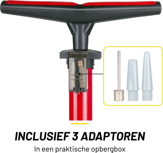 Dunlop Fietspomp met Drukmeter - Fiets Pomp voor Dunlop, Schrader en Frans Ventiel - Staande Pomp Incl. Adaptoren voor Waterspeelgoed en Ballen