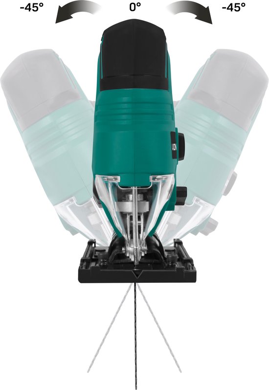 VONROC Accu decoupeerzaag VPower 20V – Ergonomische T-handgreep – Instelbare snelheid & zaaghoek – Zonder accu & lader