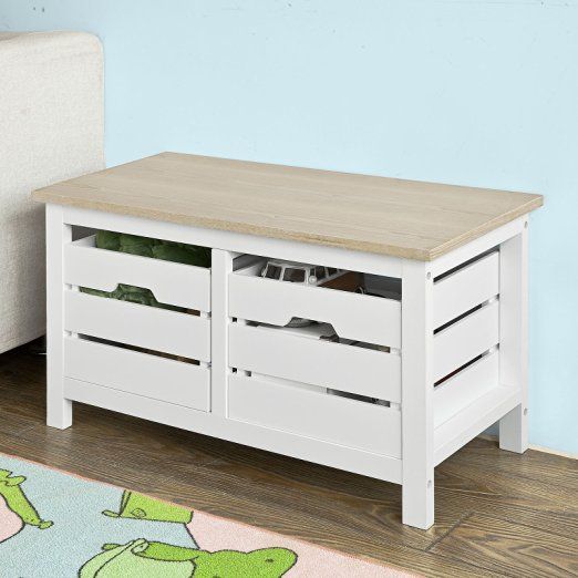 SoBuy FSR32-WN Schoenenbank met 2 Lades - 80 x 37 x 45 cm - Wit