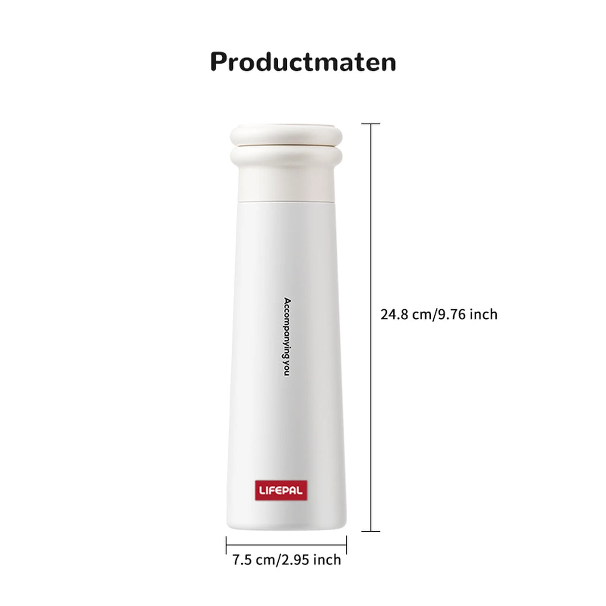 LIFEPAL BF25B571 waterfles met magnetische telefoonhouder - 550 ml - wit