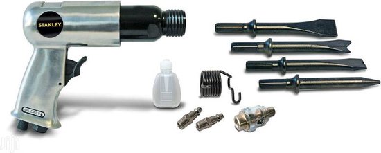 Stanley Pneumatische beitelhamerset, krachtig sloopwerk met 4 beitels, snelkoppelingen & opbergkoffer