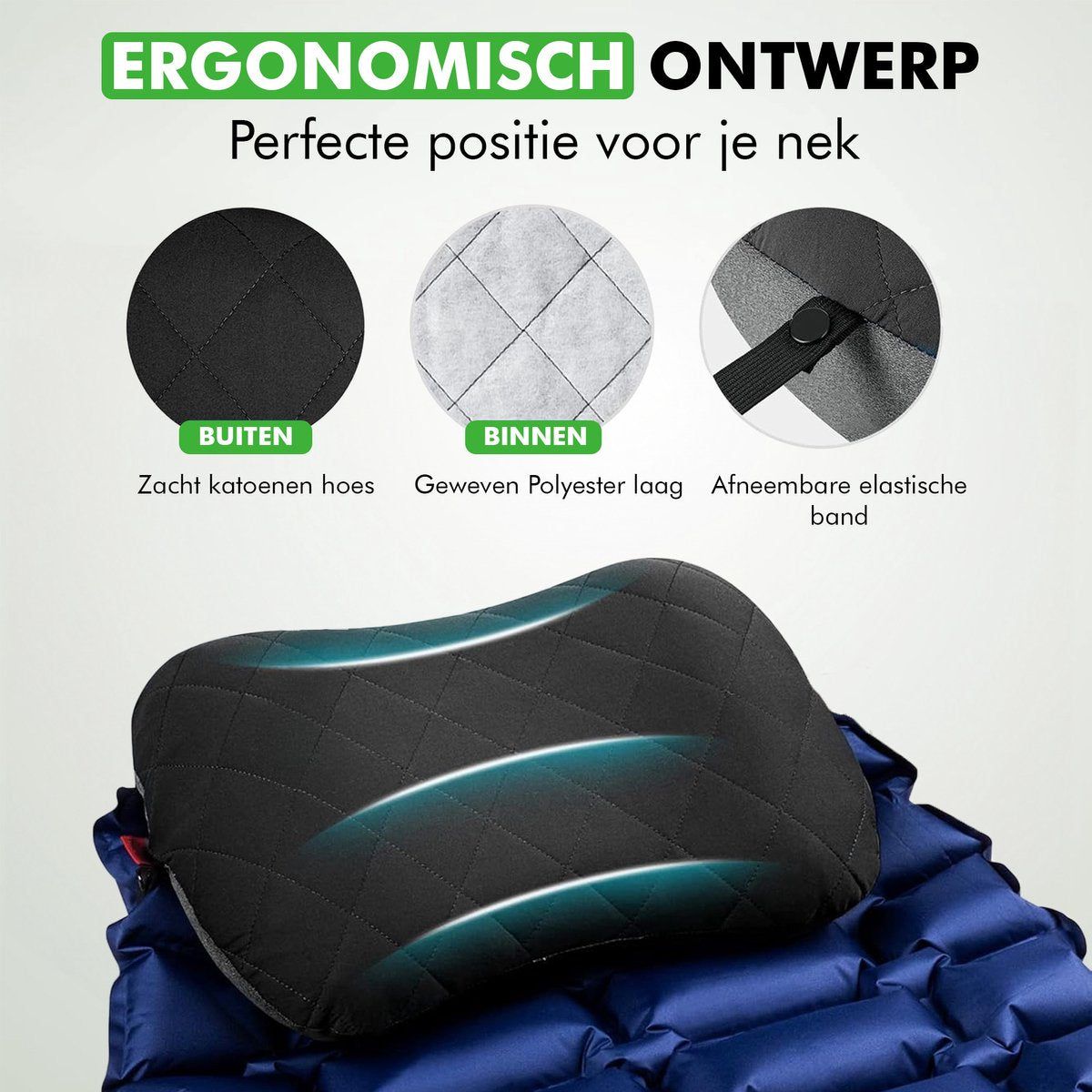 Travelhawk Reiskussen - Opblaasbaar - Lichtgewicht - Zwart