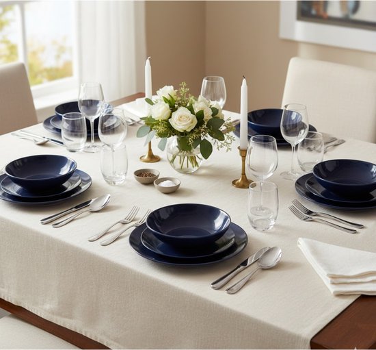 Secret de gourmet Servies set Colorama uni - 18-delig - blauw - dinerservies - tafelservies - 6 personen