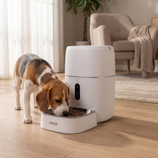 Princess Automatische Voerbak - Smart 6 Liter – Kat & Hond - App‑Bediening - Geplande Voeding - Roestvrijstalen Kom - BPA‑vrij - Antislip - Back‑up Batterij - Voerautomaat - Voerdispenser - 610060