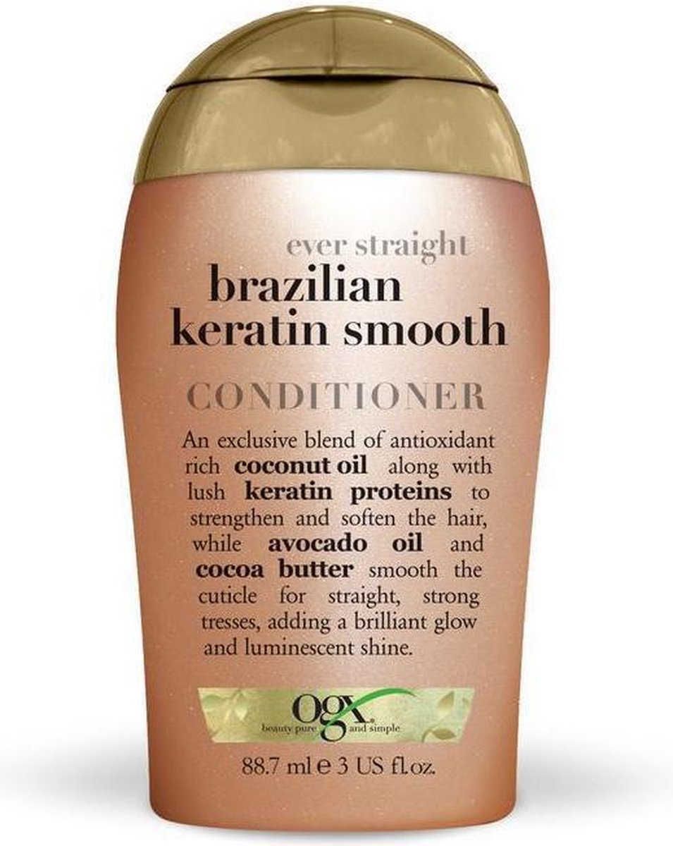 OGX Ever Straight Brazilian Keratin Therapy Conditioner - 88,7 ml - Reisformaat - Met Keratine, Kokos- & Avocado-olie