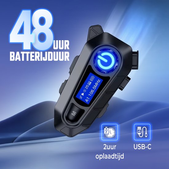 Tech Essentials R500 - Motorhelm Headset - Met Bluetooth 5.4 - Intercom - Radio - Harde microfoon - Brommer - Scooter