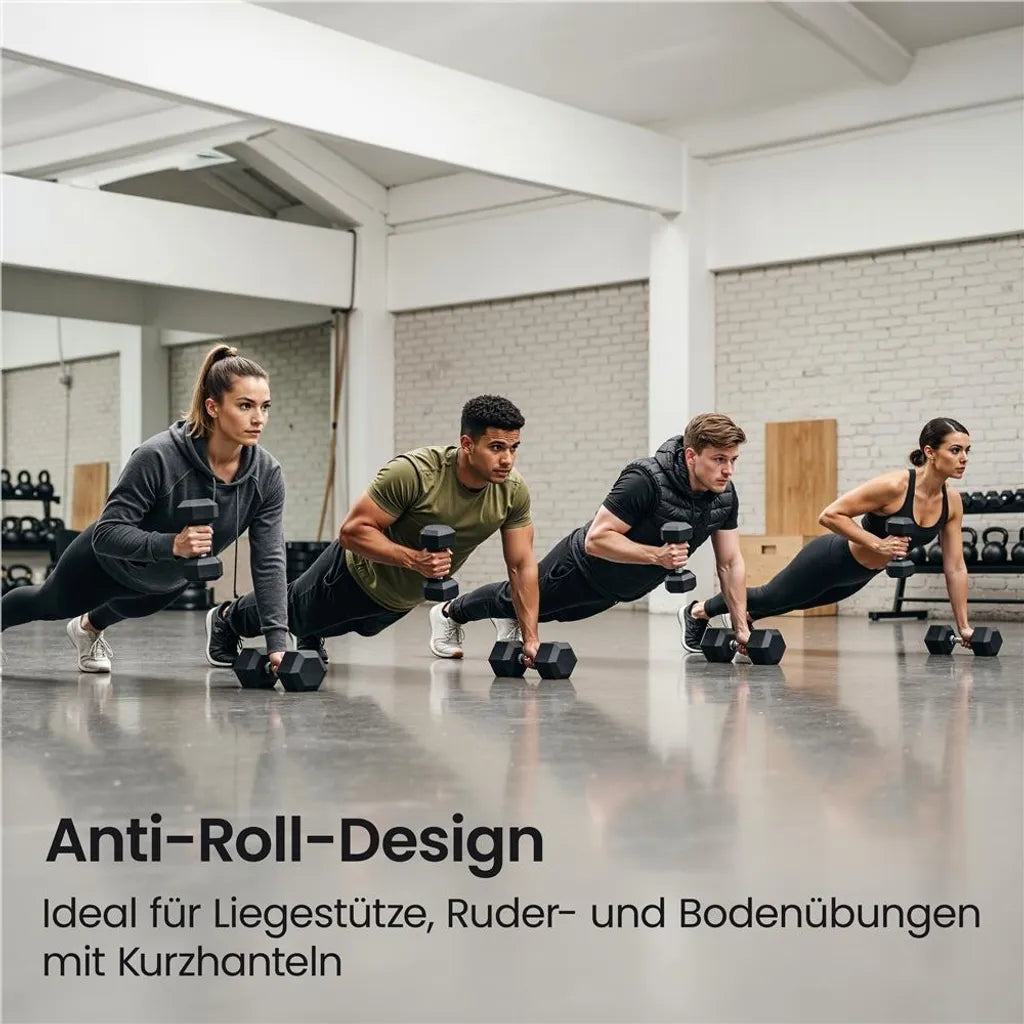 Yaheetech Hex Dumbbells Set van 2 x 5 kg - Zwart - Rubberen Halters met Antislip Grip