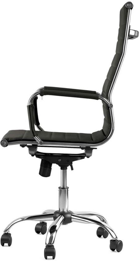 Feel Furniture - Luxe Bureaustoel - Hoge Rugleuning - Donkergrijs met Zilveren Frame
