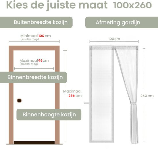 O'DADDY® Deurgordijn Deluxe FIBER - Magnetisch Vliegengordijn - Voor Nieuwbouw en Standaard Deuren - Eenvoudige Installatie - Deurhor Wit - 100x260 cm