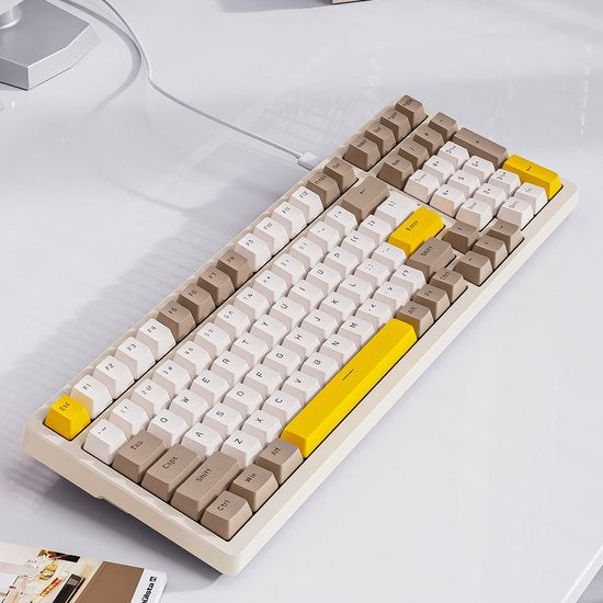 Fuegobird K3MAX Mechanisch Gaming Toetsenbord - 100keys - Gasket Mod - Rode Switch - QWERTY - Mechanical RGB Backlight Keyboard - Cheese
