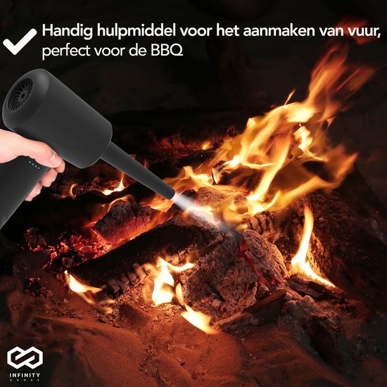 Infinity Goods 4-in-1 Luchtblazer - Perslucht - 53K RPM - Blazen En Zuigen - Gecomprimeerde Lucht - Draadloos En Oplaadbaar - Zwart